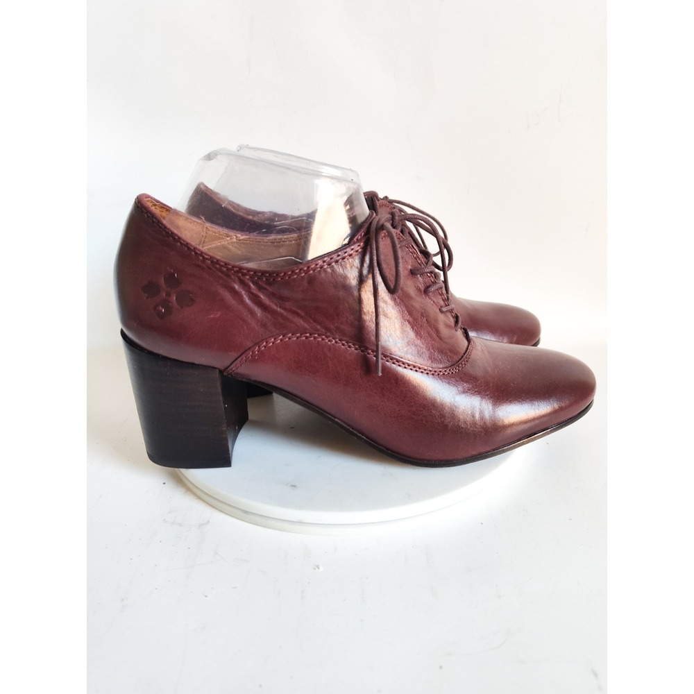 Patricia Nash Pumps 8.5 Mara Oxford Heels Lace Up Leather Burgundy Block Heel